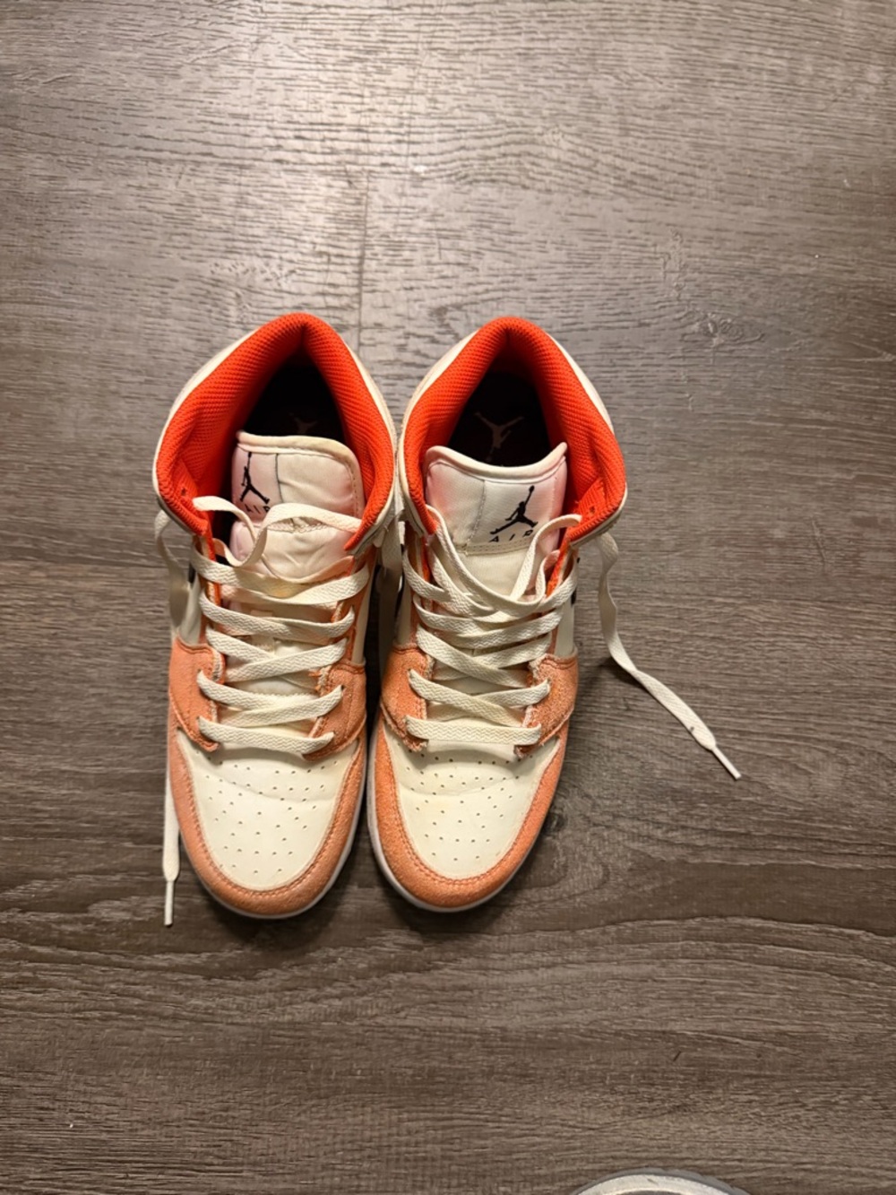 Jordan High-Top Sneakers in White and Orange